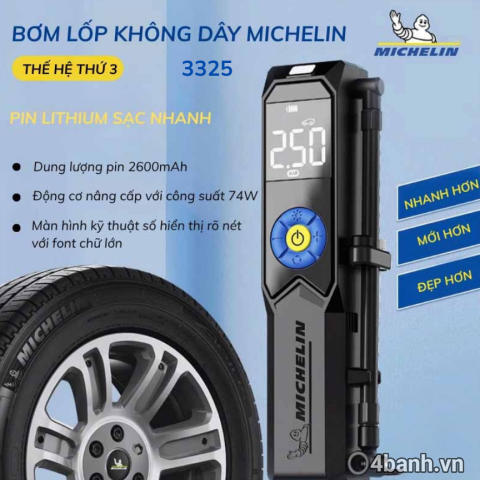 Máy bơm lốp mini Michelin M3325 không dây chính hãng
