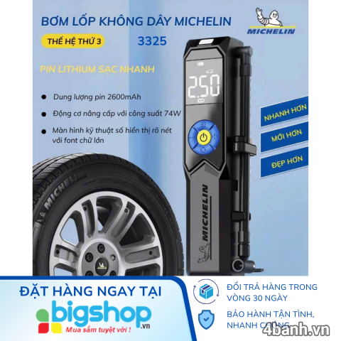 Máy bơm lốp mini Michelin M3325 không dây chính hãng